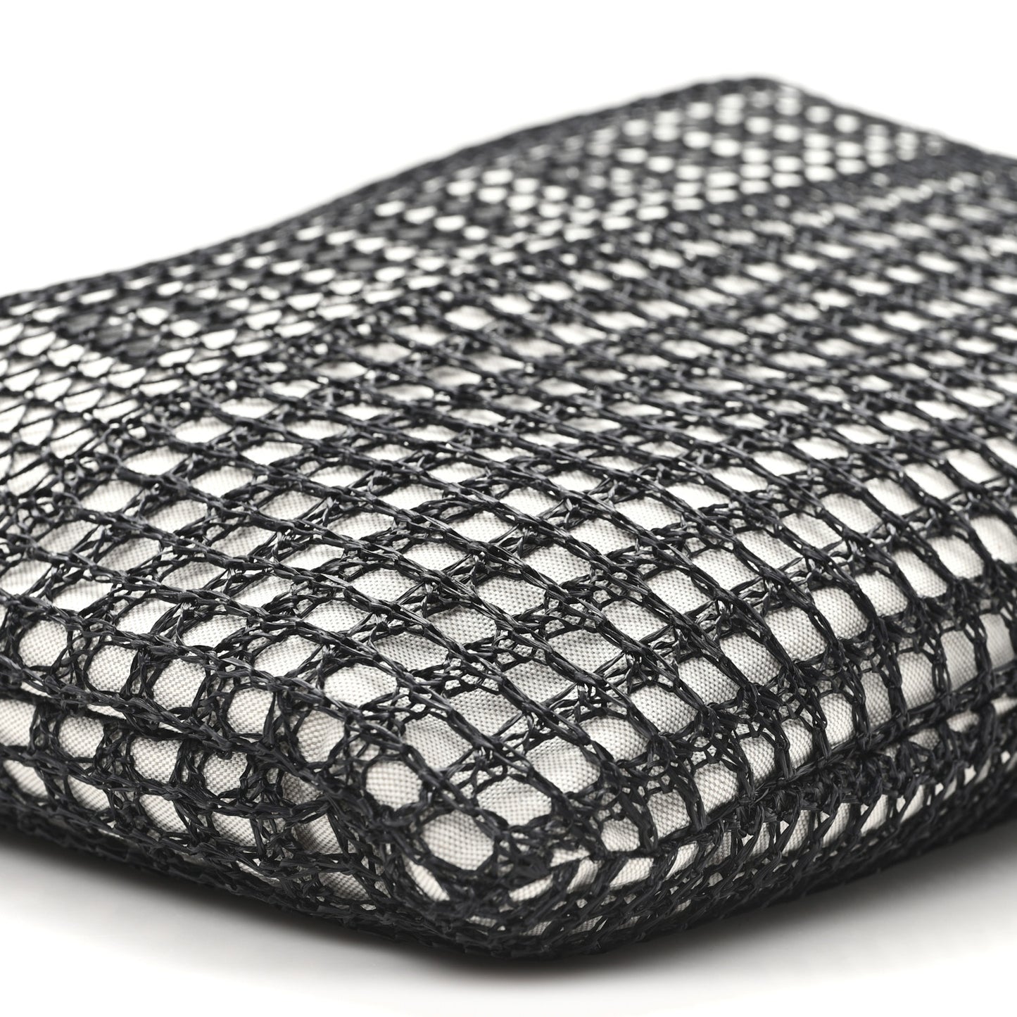 Raffia Effect Linen Logo Ivy Bag Black Natural