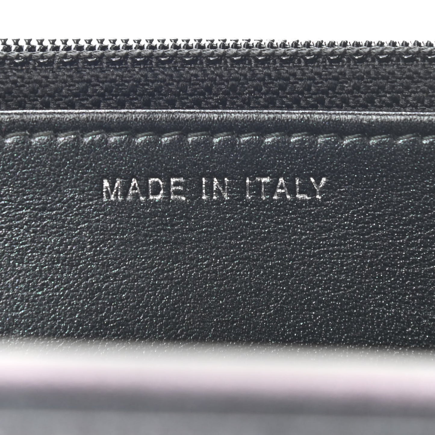 Patent Metallic Crumpled Calfskin Chevron Quilted Wallet On Chain WOC Black