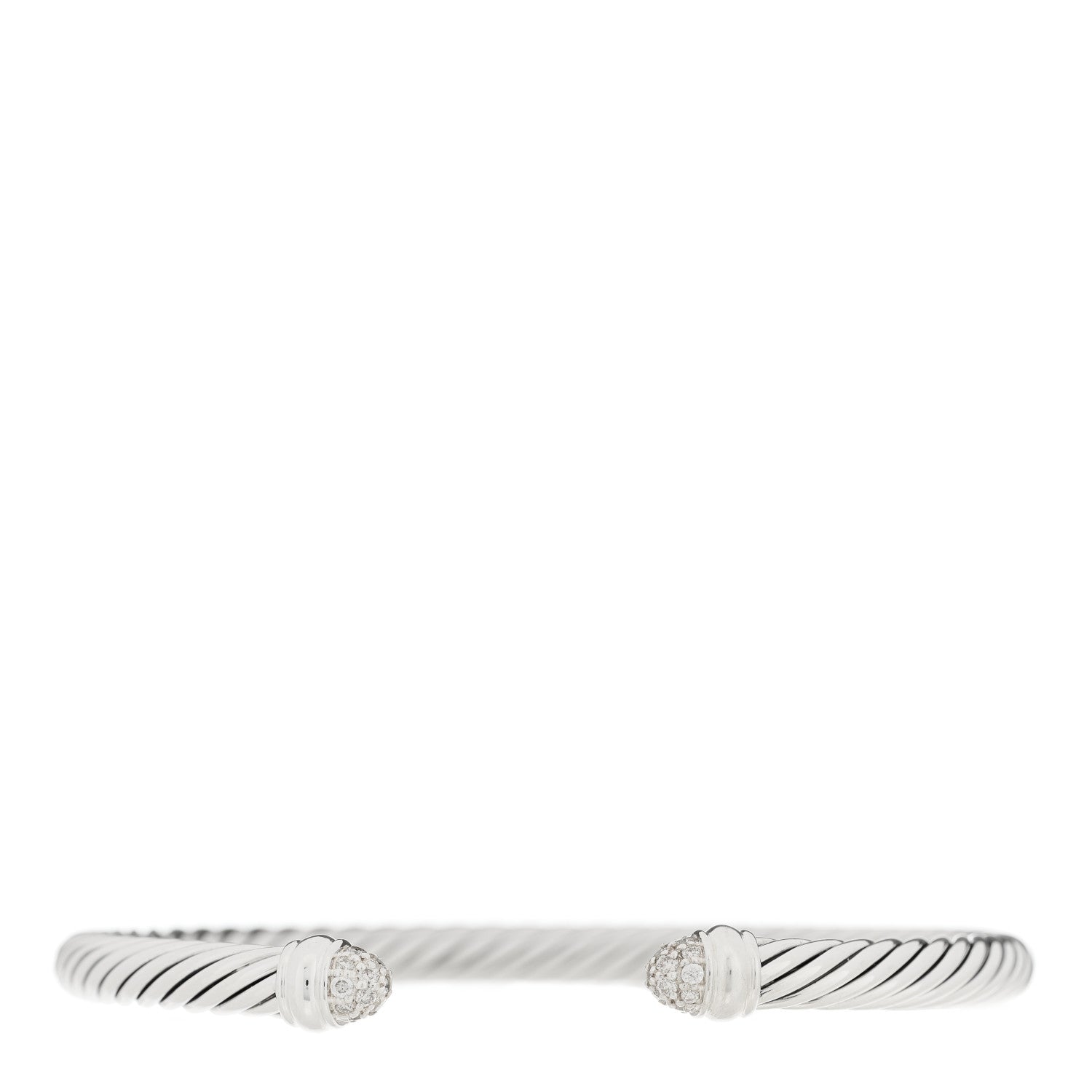 David Yurman Sterling Silver Pave Diamond 5mm Cable Classics Bracelet 1 of 3