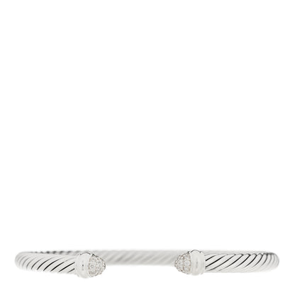 David Yurman Sterling Silver Pave Diamond 5mm Cable Classics Bracelet 1 of 3
