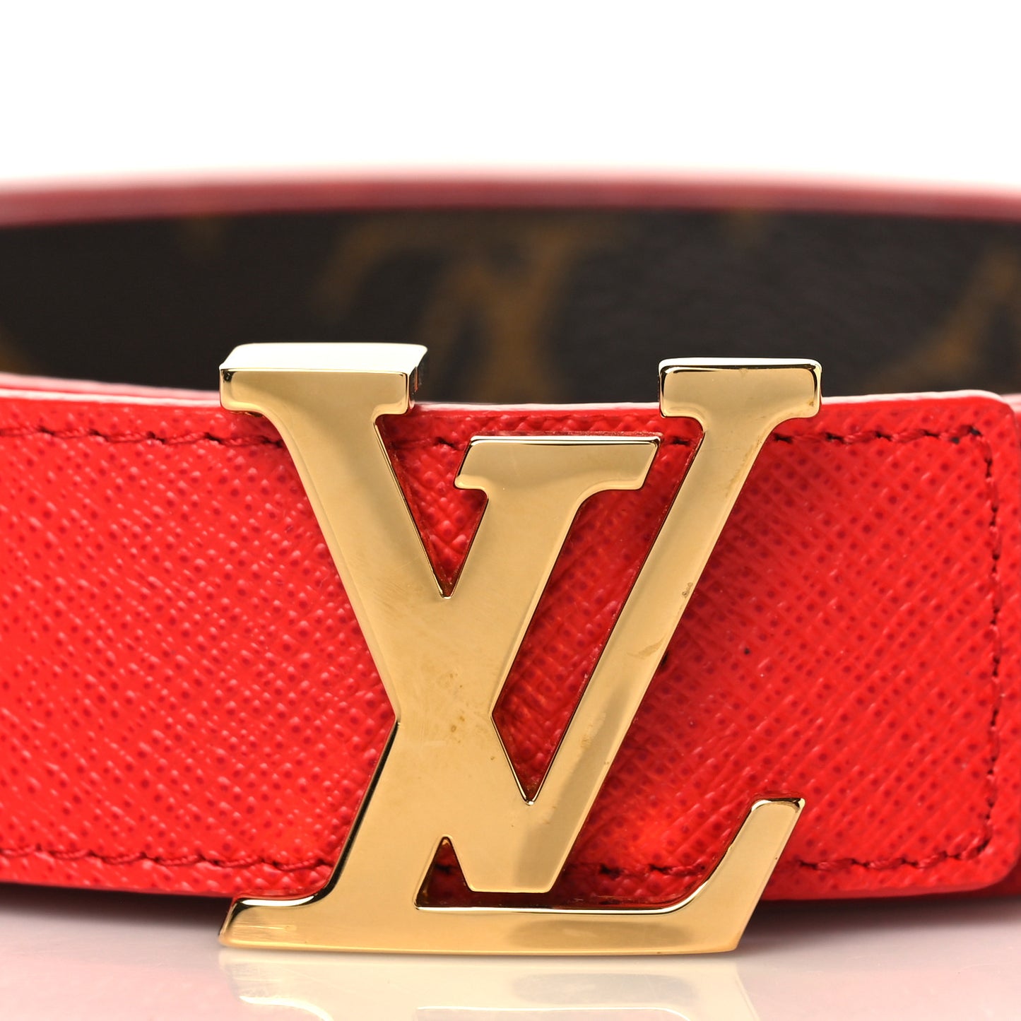 Calfskin Monogram 30mm LV Initiales Reversible Belt 75 30 Coquelicot