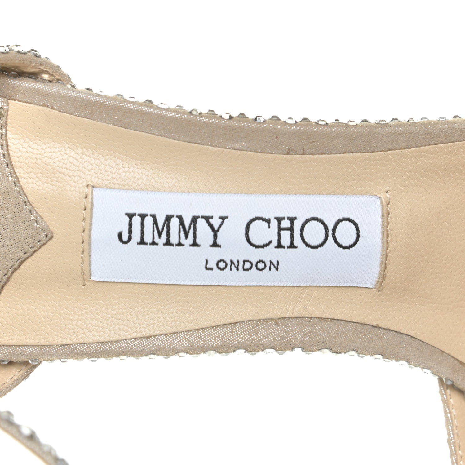 Jimmy Choo Crystal Shimmer Suede Sacora 100 Sandals 41 Nude 12 of 16