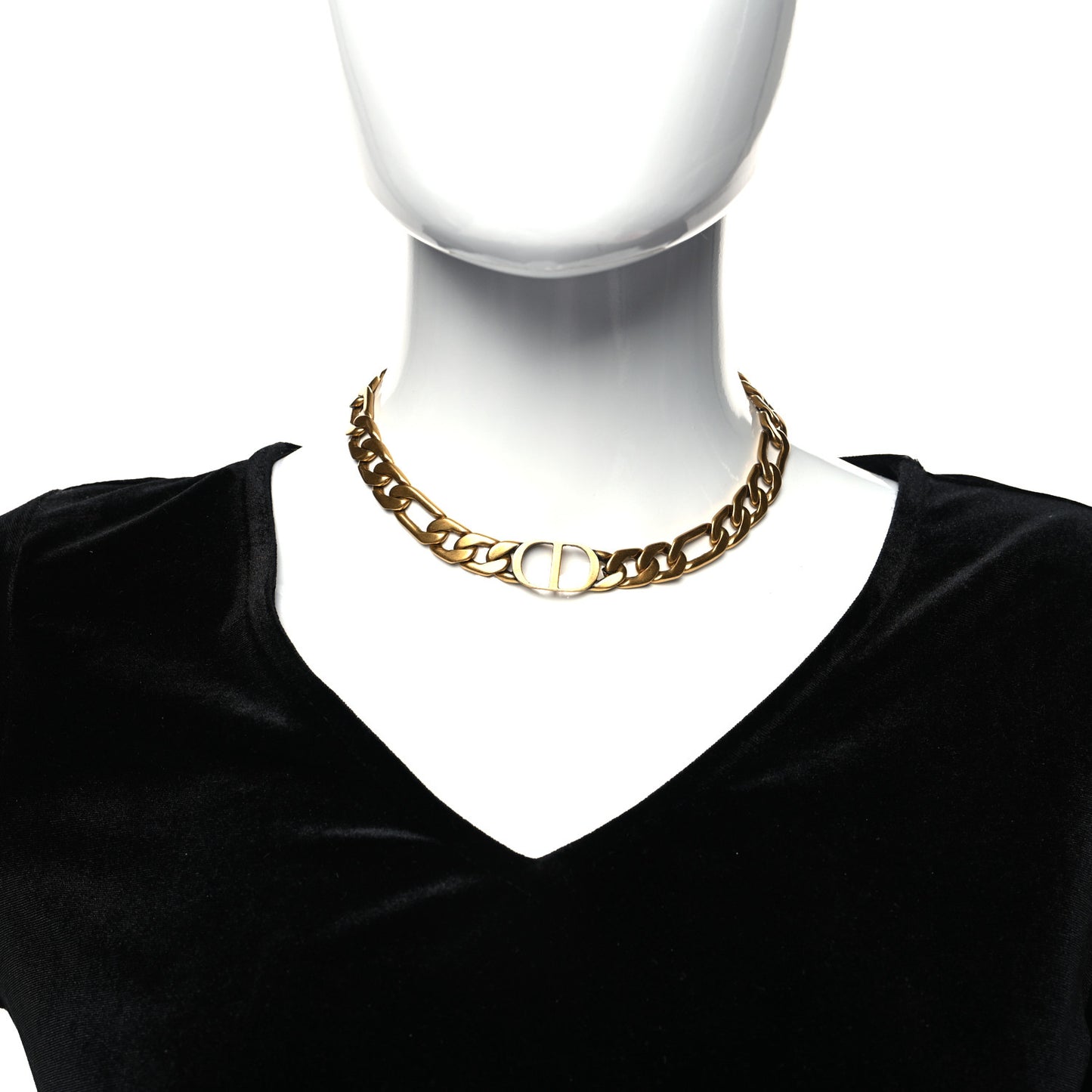 Metal CD Choker Necklace Aged Gold