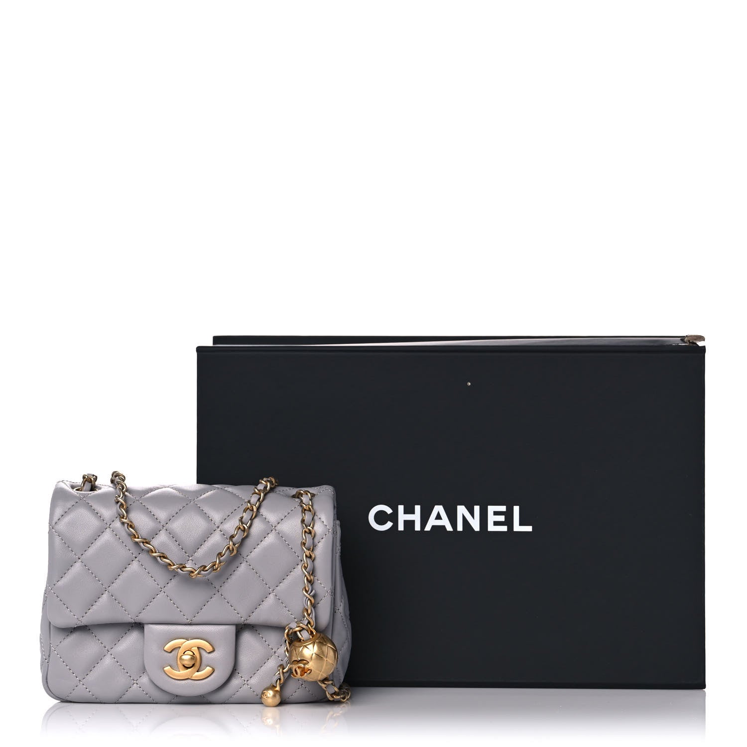 Chanel Lambskin Quilted Mini Pearl Crush Flap Light Grey 12 of 12