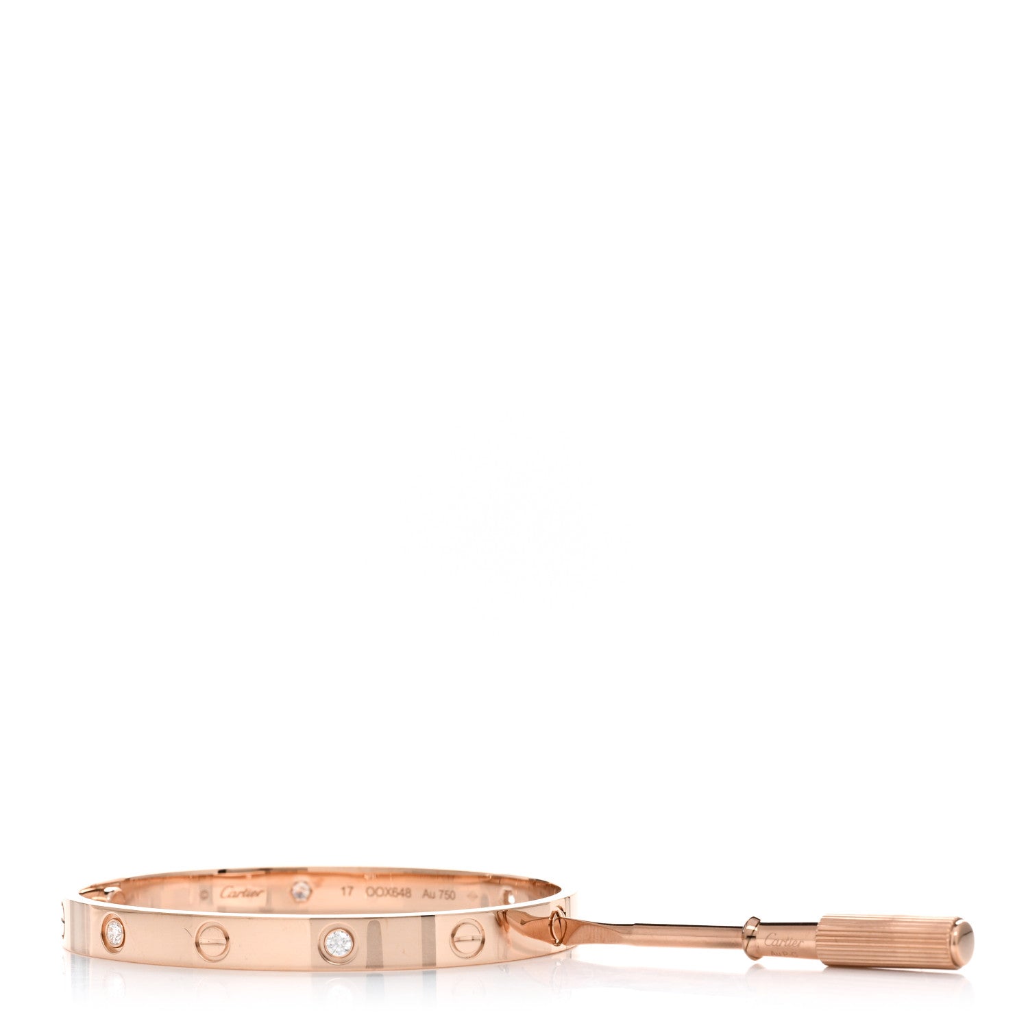 Cartier 18K Pink Gold 4 Diamond LOVE Bracelet 17 3 of 4