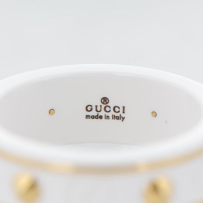 Gucci 18K Yellow Gold Zirconia Powder 7mm Studded Icon Ring 56 7.5 White 4 of 6