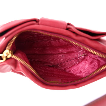 Prada Nappa Fiocco Bow Pochette Peonia 5 of 12