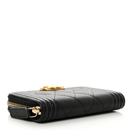 Chanel Caviar Quilted Boy Zip Around Coin Purse Wallet Black 4 of 8