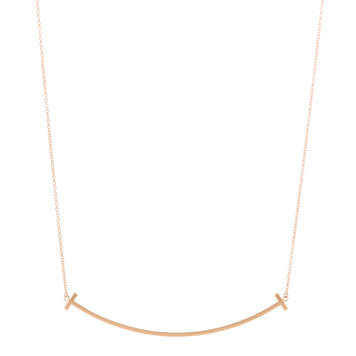 18K Rose Gold Large T Smile Pendant Necklace
