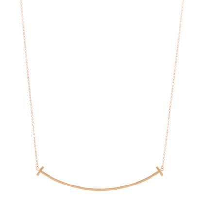 Tiffany 18K Rose Gold Large T Smile Pendant Necklace 1 of 6