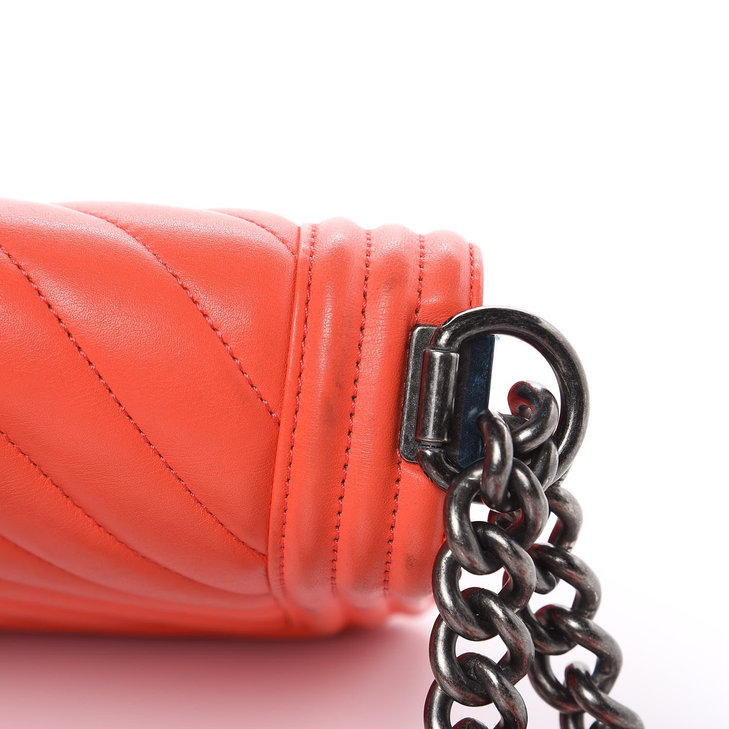 Chanel Calfskin Chevron Quilted Medium Boy Flap Coral 14 of 18