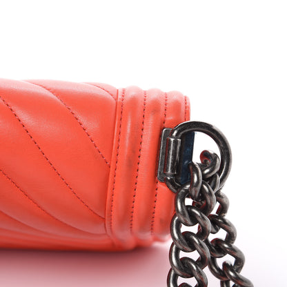 Chanel Calfskin Chevron Quilted Medium Boy Flap Coral 14 of 18