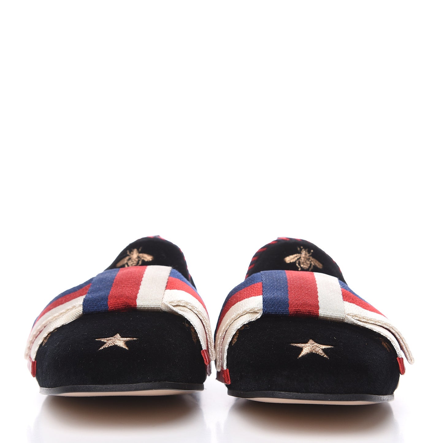 Velvet Bee Star Embroidered Sylvie Bow Loafers 37.5 Black