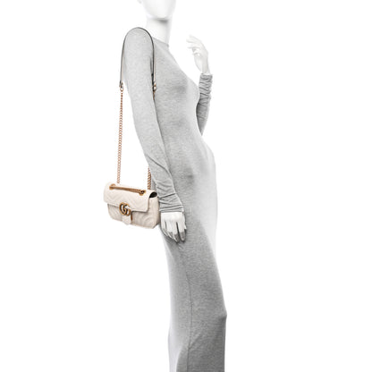 Gucci Calfskin Matelasse Mini GG Marmont Shoulder Bag White 2 of 13