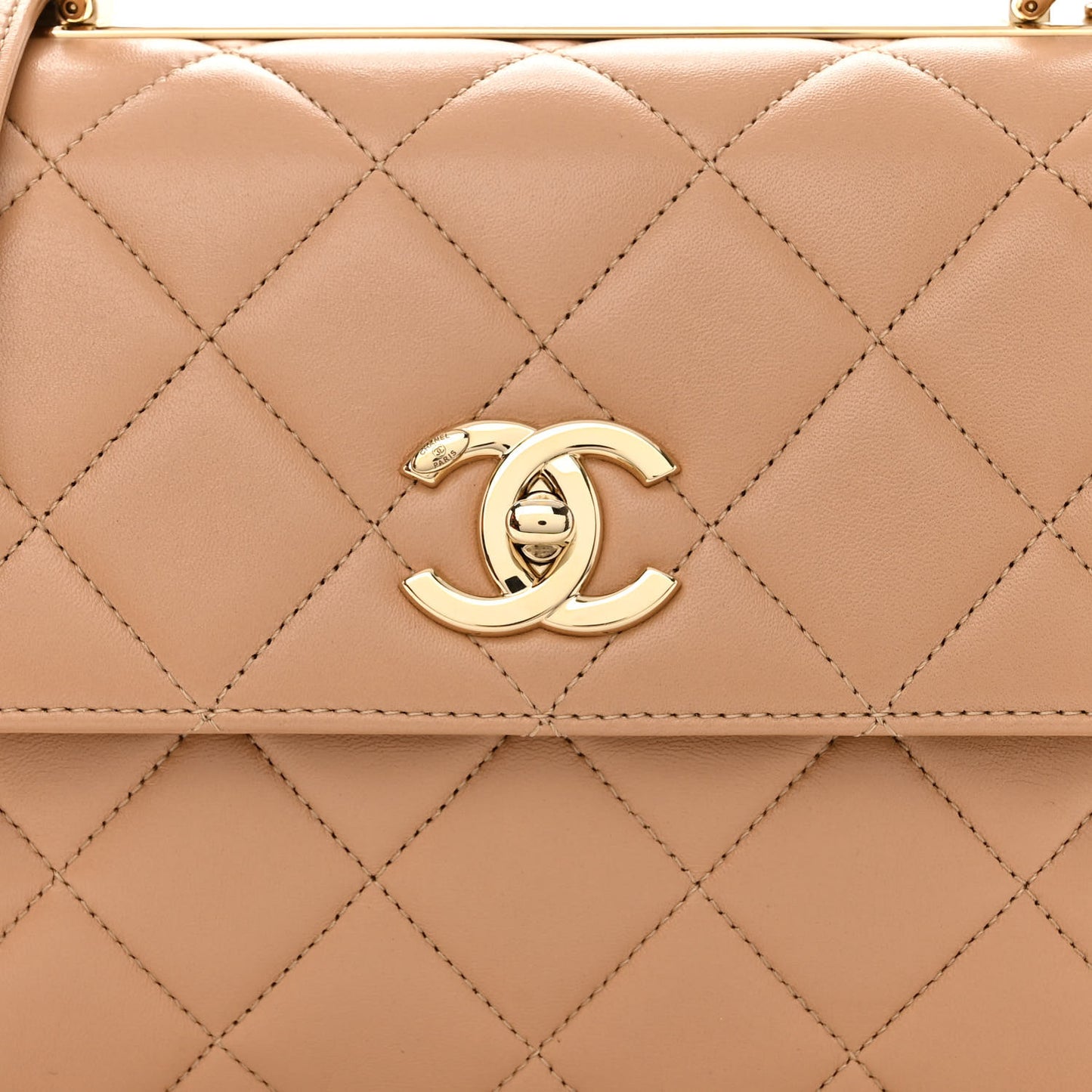 Lambskin Quilted Small Trendy CC Dual Handle Flap Bag Beige