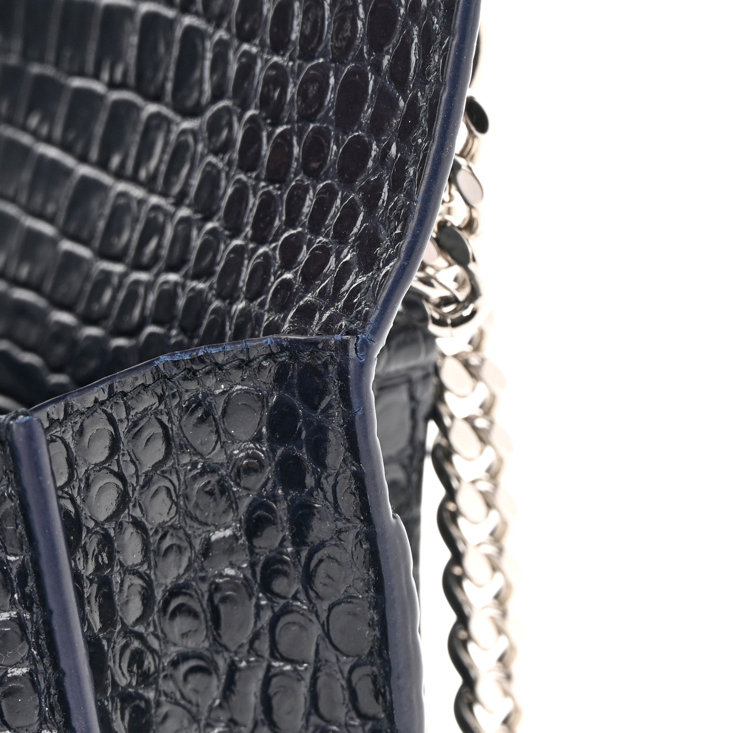 Saint Laurent Calfskin Crocodile Embossed Medium Monogram Sunset Navy 12 of 17