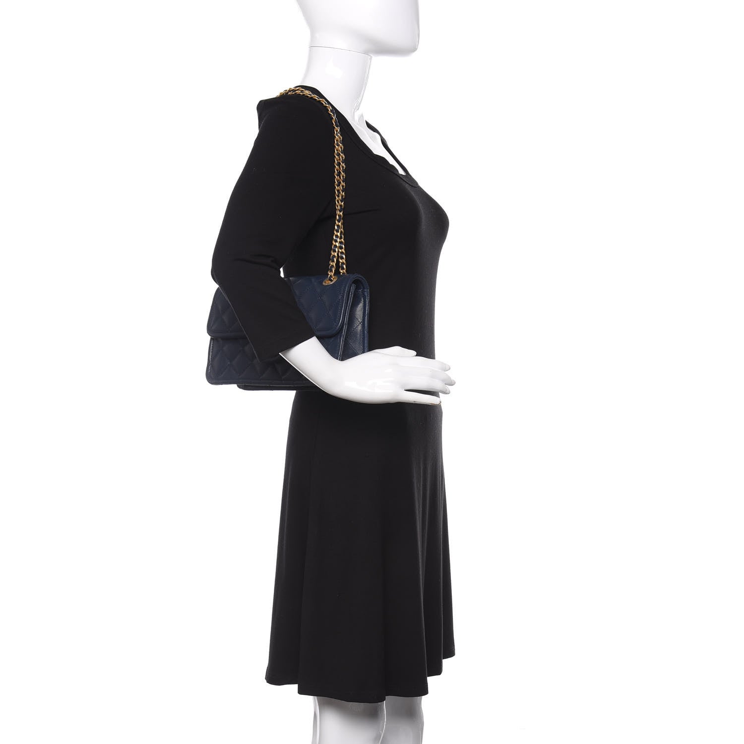 Chanel Caviar Quilted Medium Sweet Classic Flap Navy Blue 2 of 10