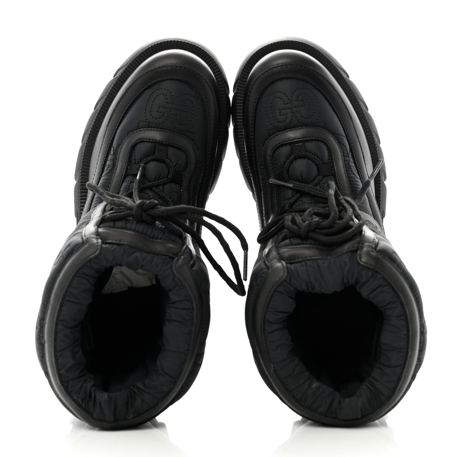 Gucci Nylon Calfskin GG Matelasse Lace Up Platform Ankle Boots 37 Black 2 of 10
