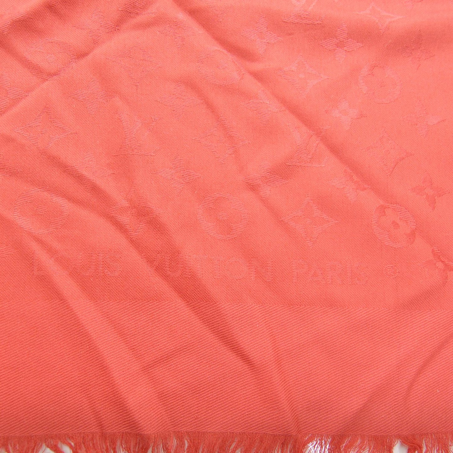 Wool Silk Monogram Shawl Red