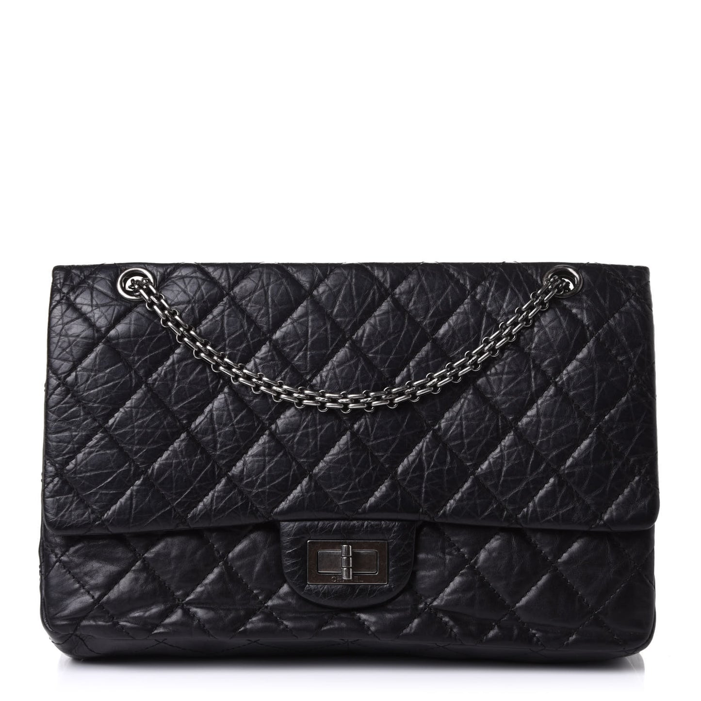 Aged Calfskin Quilted 2.55 Reissue 227 Flap Black