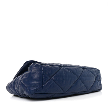 Chanel Goatskin Quilted Maxi Chanel 19 Flap Navy Blue 4 of 10