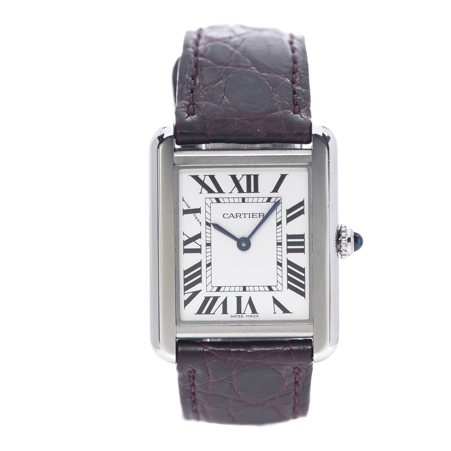 Stainless Steel Alligator 24mm Tank Solo Quartz Watch Purple