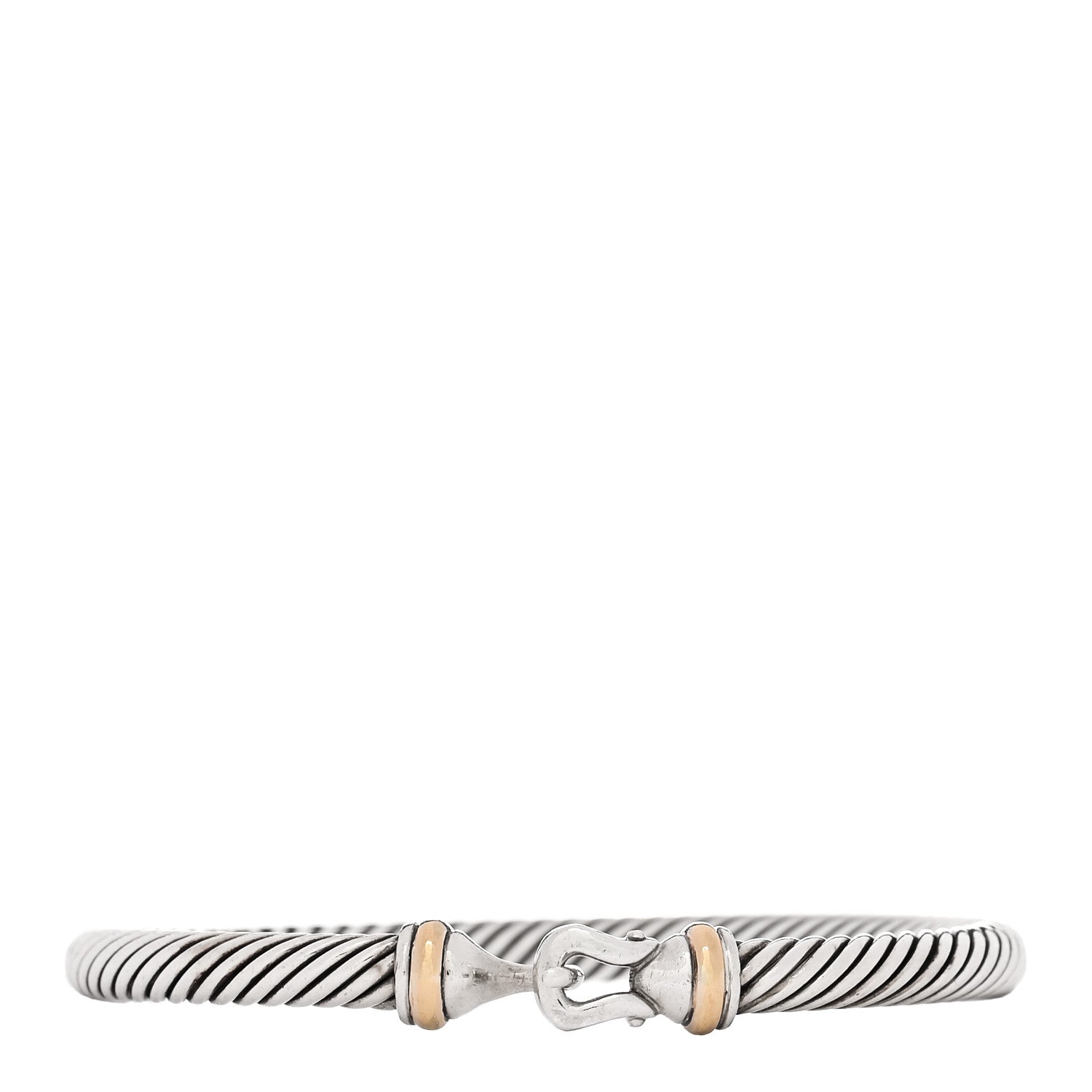 David Yurman Sterling Silver 18K Yellow Gold 5mm Cable Classic Buckle Bracelet 1 of 3