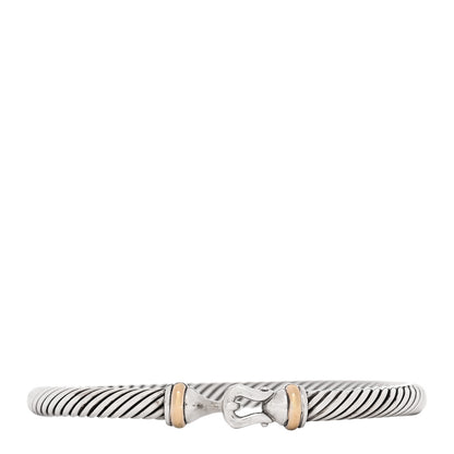 David Yurman Sterling Silver 18K Yellow Gold 5mm Cable Classic Buckle Bracelet 1 of 3
