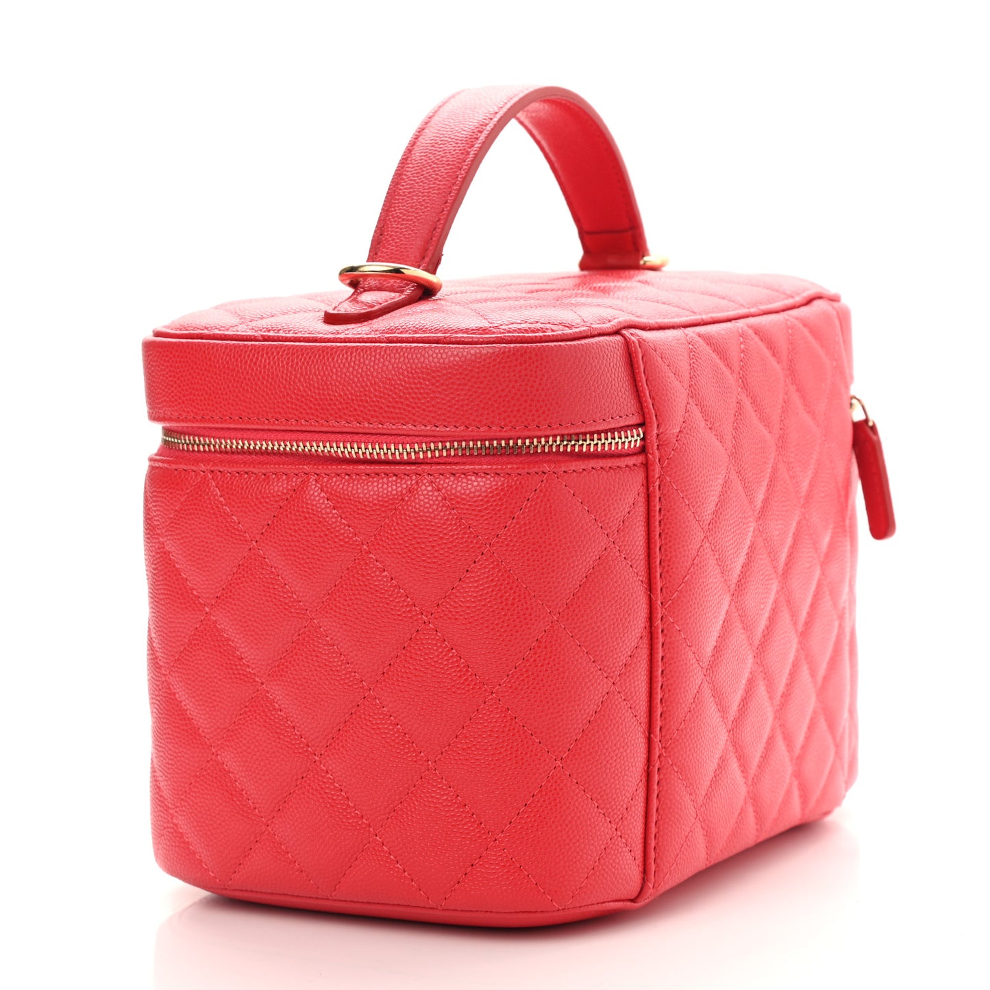 Caviar Quilted Large Vanity Pouch Red