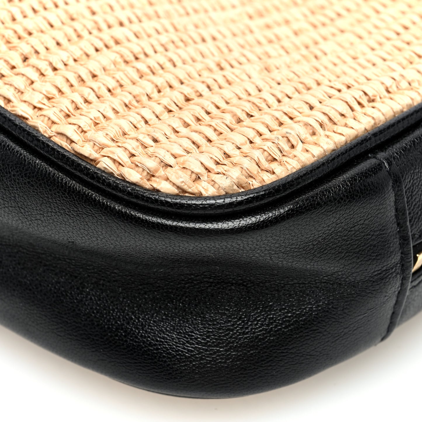 Raffia Canvas Monogram Mini Lou Camera Bag Beige Black