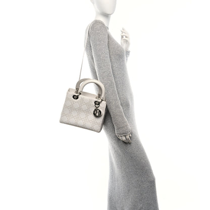Christian Dior Lambskin Studded Cannage Medium Lady Dior White 2 of 10