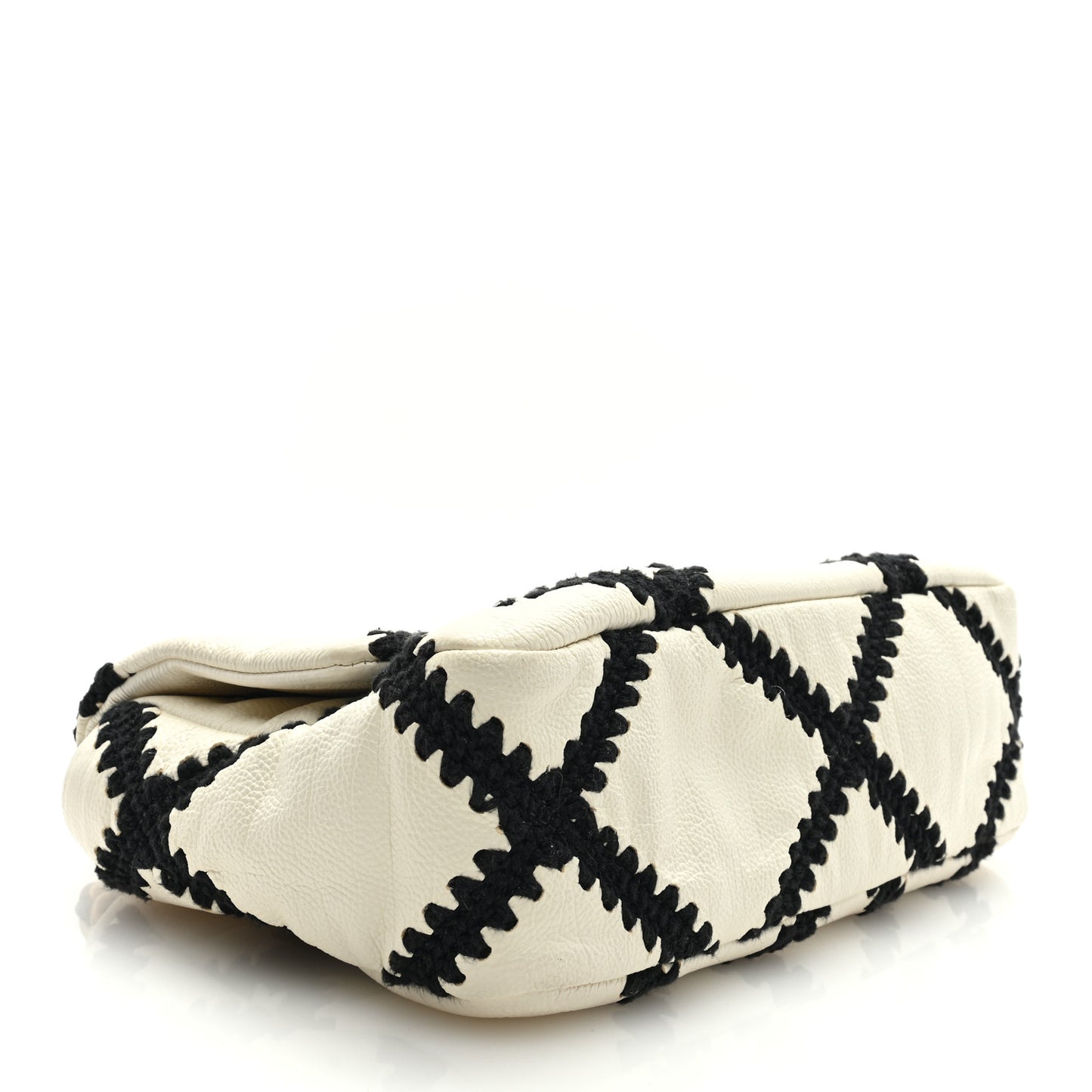 Calfskin Crochet Medium Chanel 19 Flap White Black