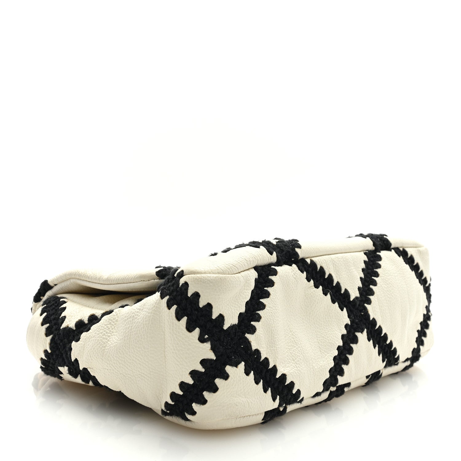 Chanel Calfskin Crochet Medium Chanel 19 Flap White Black 4 of 9