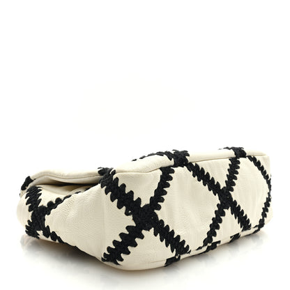 Chanel Calfskin Crochet Medium Chanel 19 Flap White Black 4 of 9