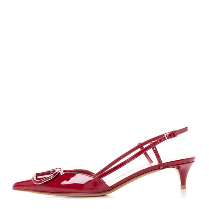 Valentino Garavani Patent Tonal Vlogo Slingback 40mm Pumps 37.5 Blossom 1 of 9