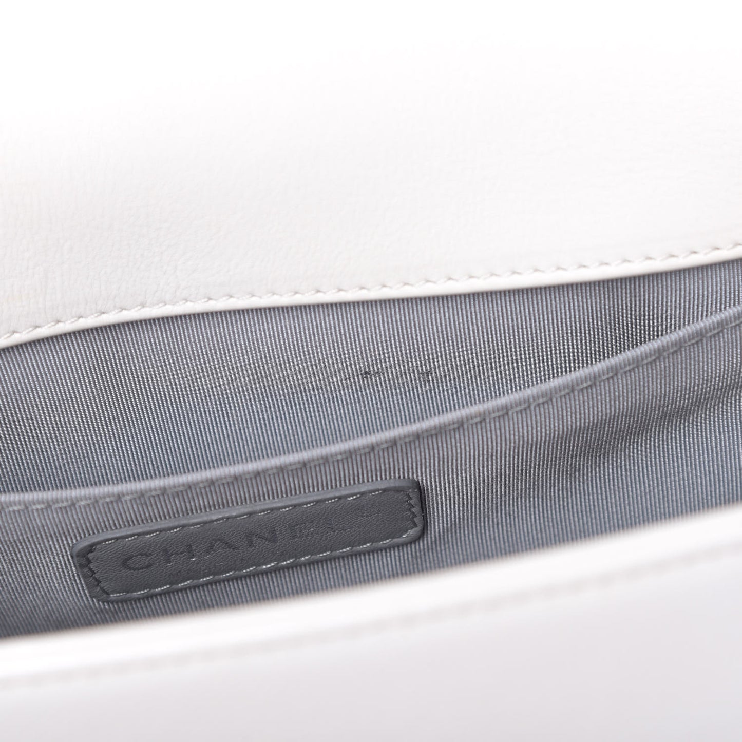 Calfskin Double Stitch Medium Boy Flap White