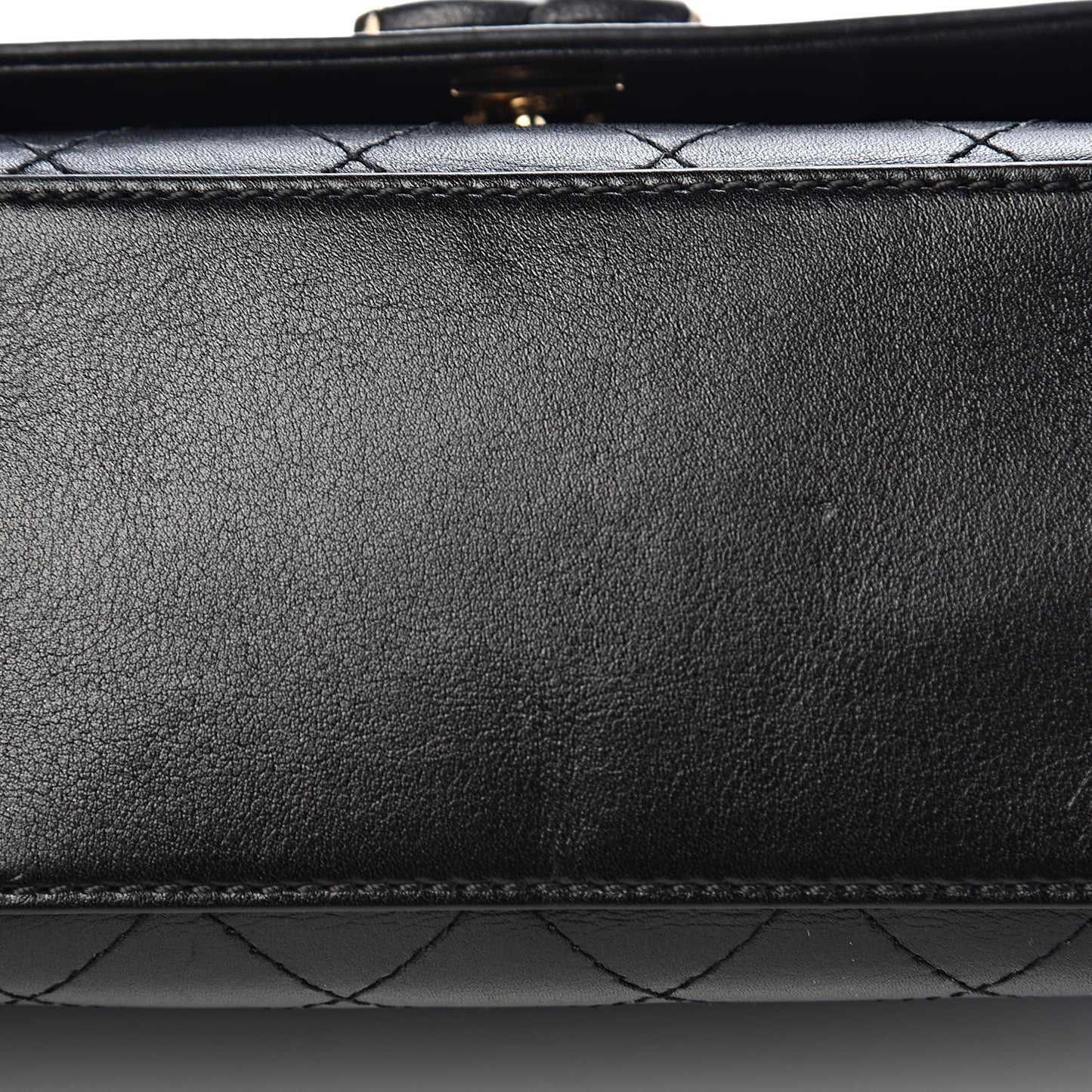 Calfskin Stitched Medium Covered CC Flap Bag Black