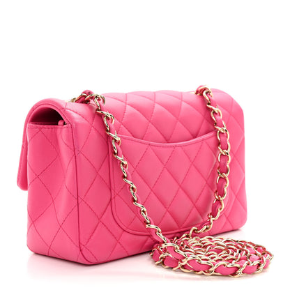 Chanel Lambskin Quilted Mini Rectangular Flap Dark Pink 3 of 11