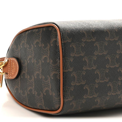 Celine Triomphe Canvas Calfskin Small Boston Bag Tan 8 of 9