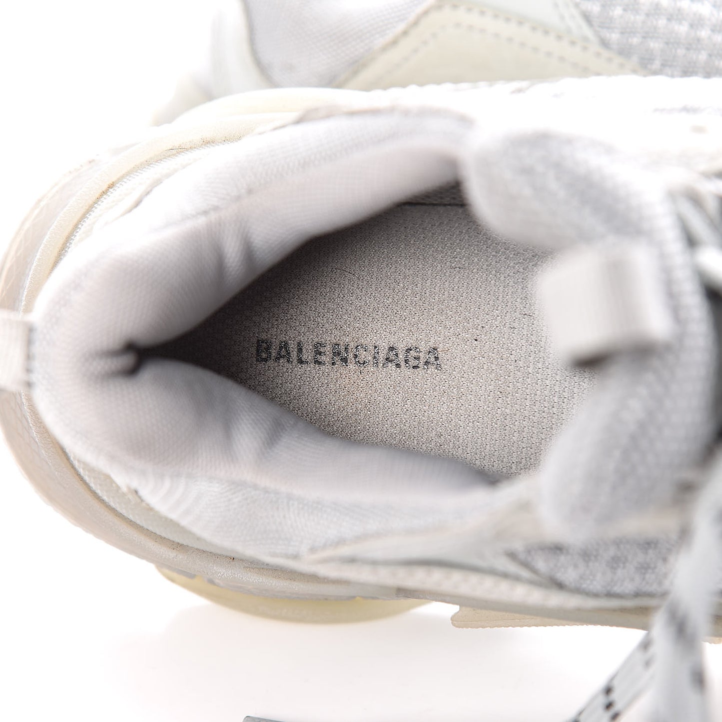 Fabric Mesh Clear Sole Womens Triple S Sneakers 36 Pearl Grey
