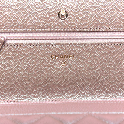Chanel Iridescent Caviar Quilted Wallet On Chain WOC Beige 8 of 11