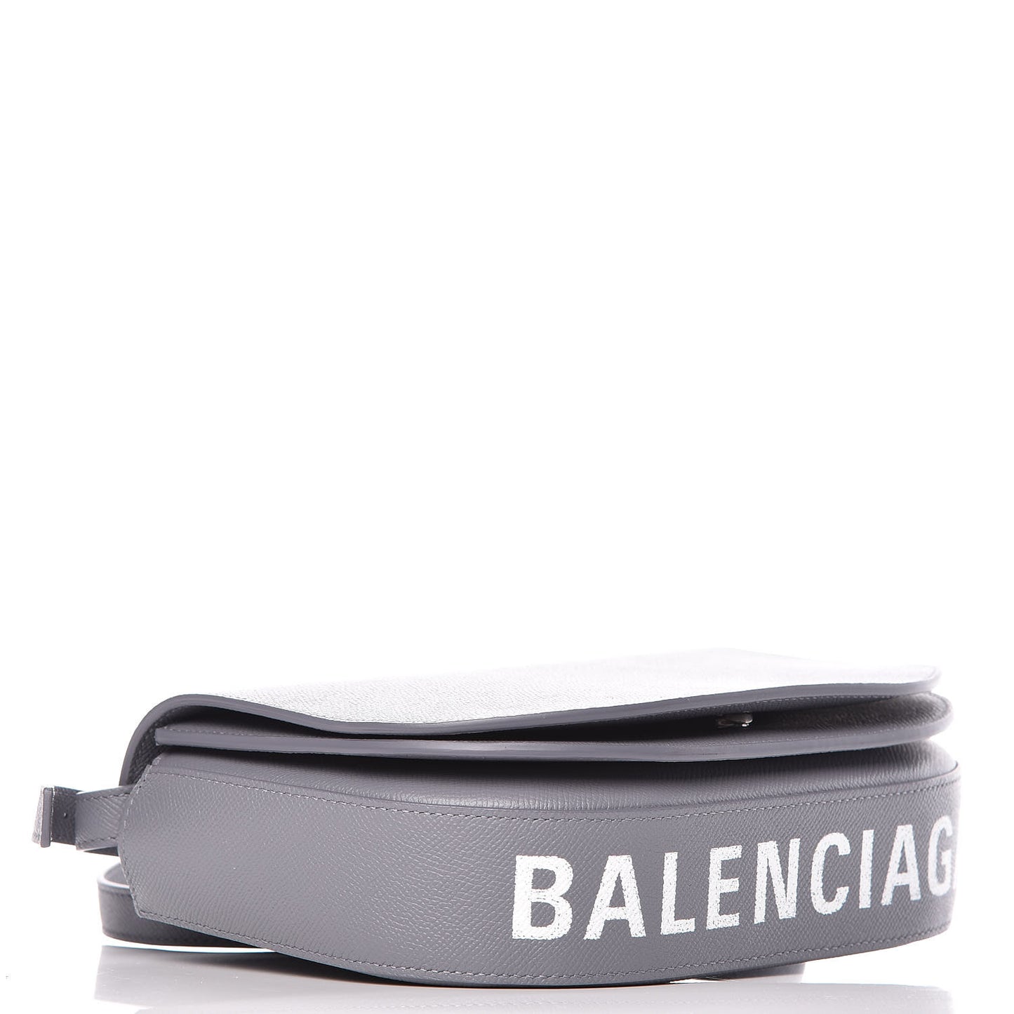 Grained Calfskin Logo S Ville Day Bag Gris Perle Fonce White
