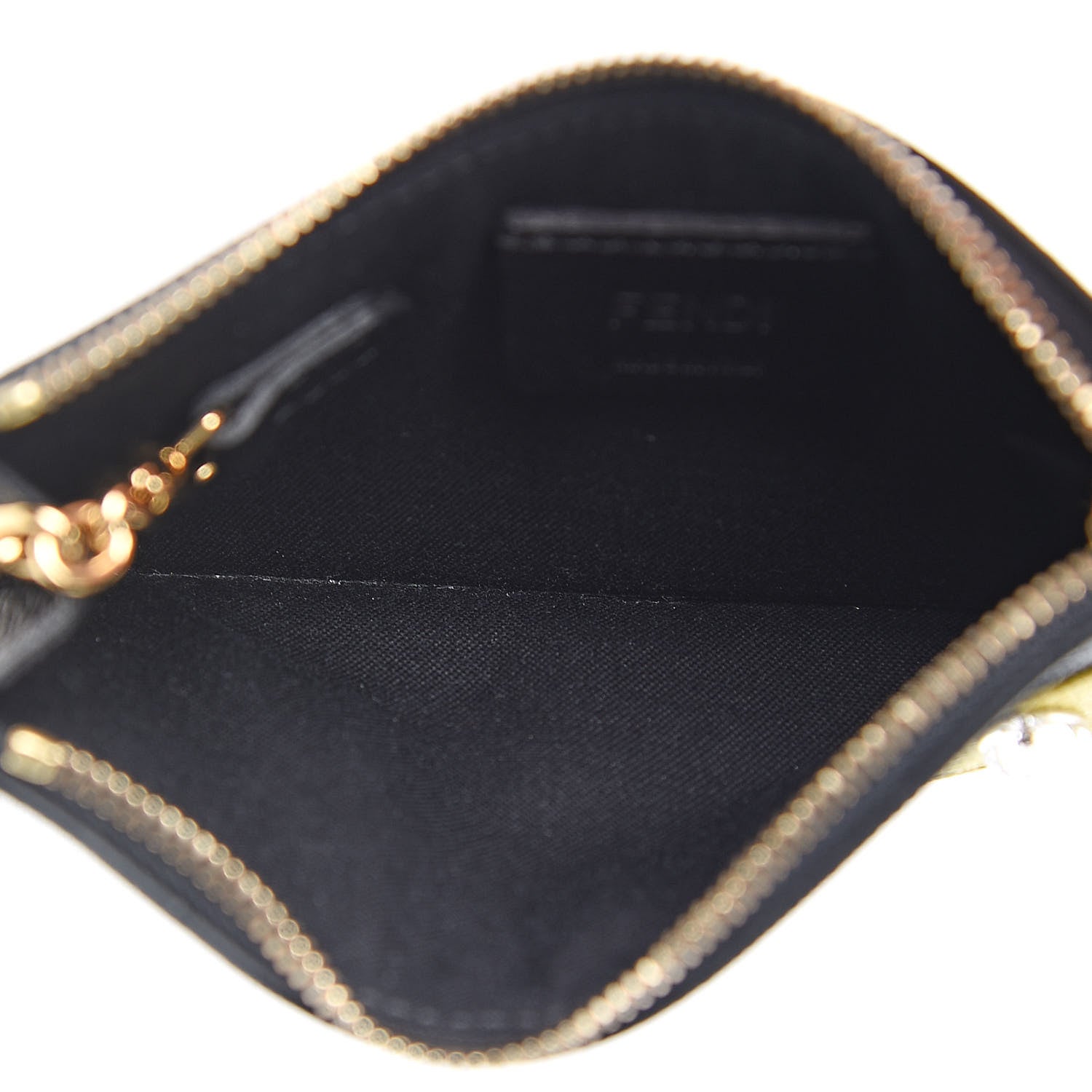 Fendi Vitello Elite Crystal Monster Eyes Coin Pouch Key Case Black Cedro 5 of 8