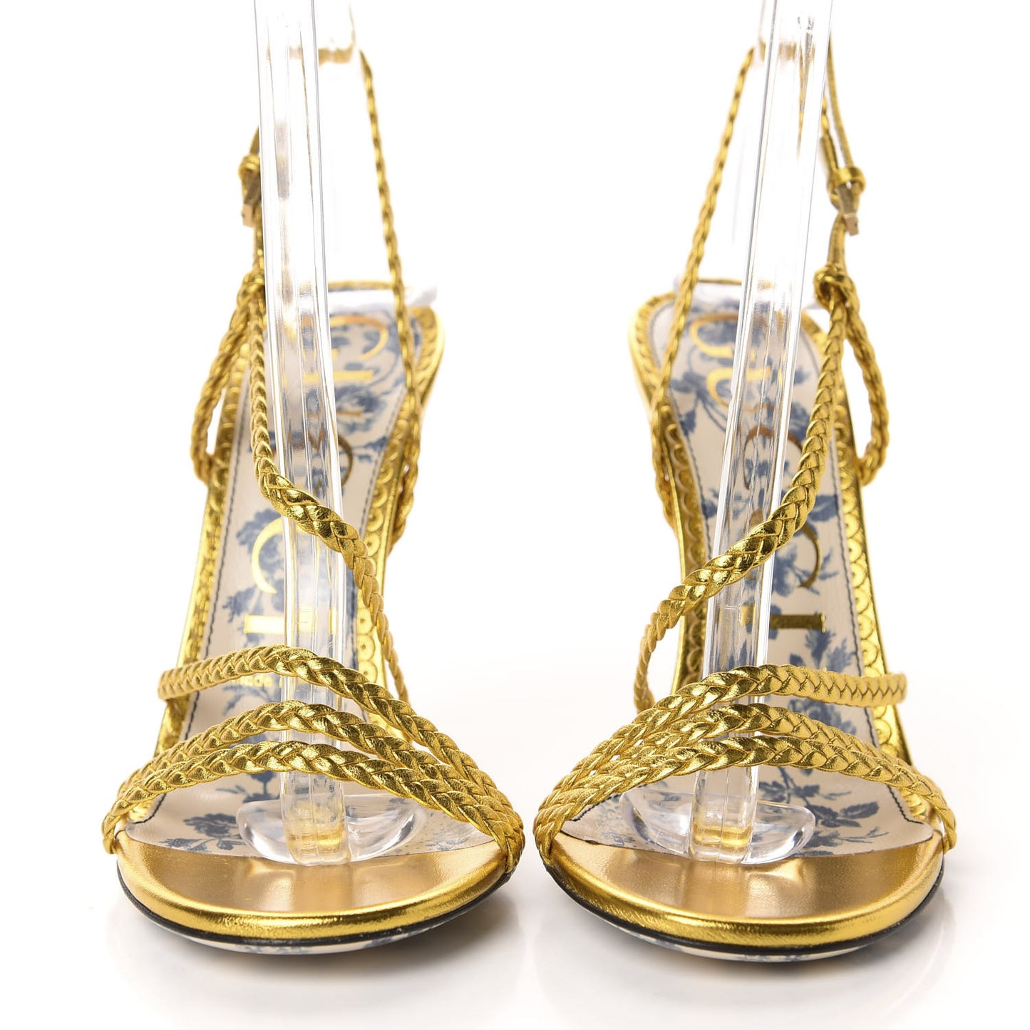 Metallic Nappa Braided Haines High Heel Sandals 37 Gold