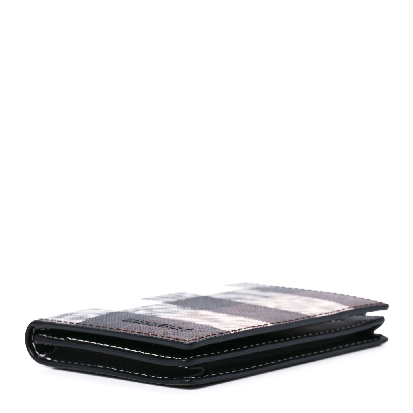 E-Canvas Check Folding Card Case Dark Birch Brown