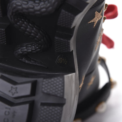 Gucci Calfskin Embroidered Lace Up Combat Ankle Boots 39.5 Black 8 of 11