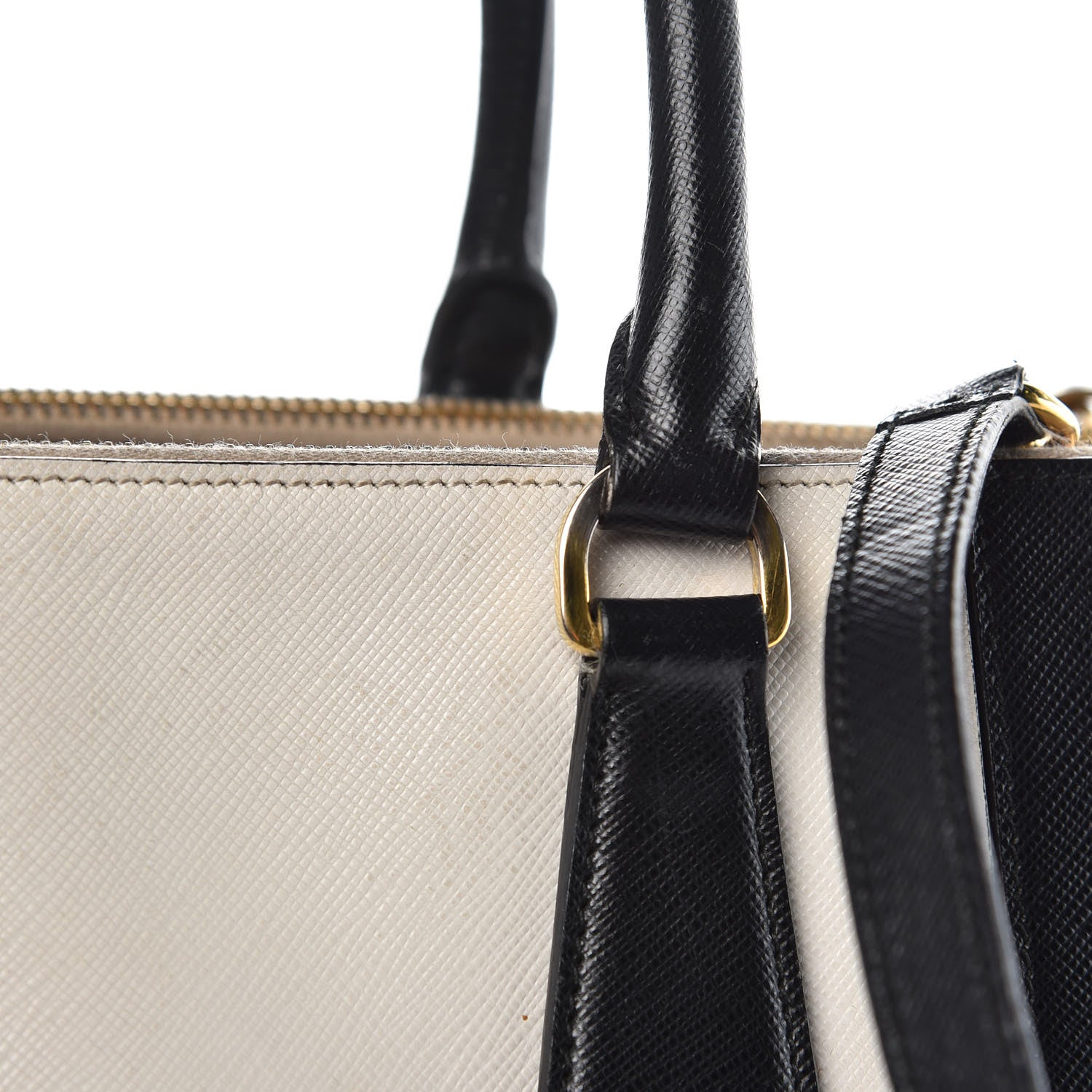 Prada Saffiano Lux Colorblock Medium Galleria Double Zip Tote Black Talco 16 of 16
