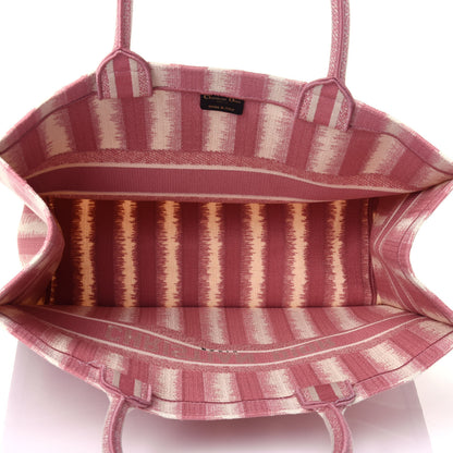 Christian Dior Canvas Embroidered Large Striped Book Tote Pink 5 of 11