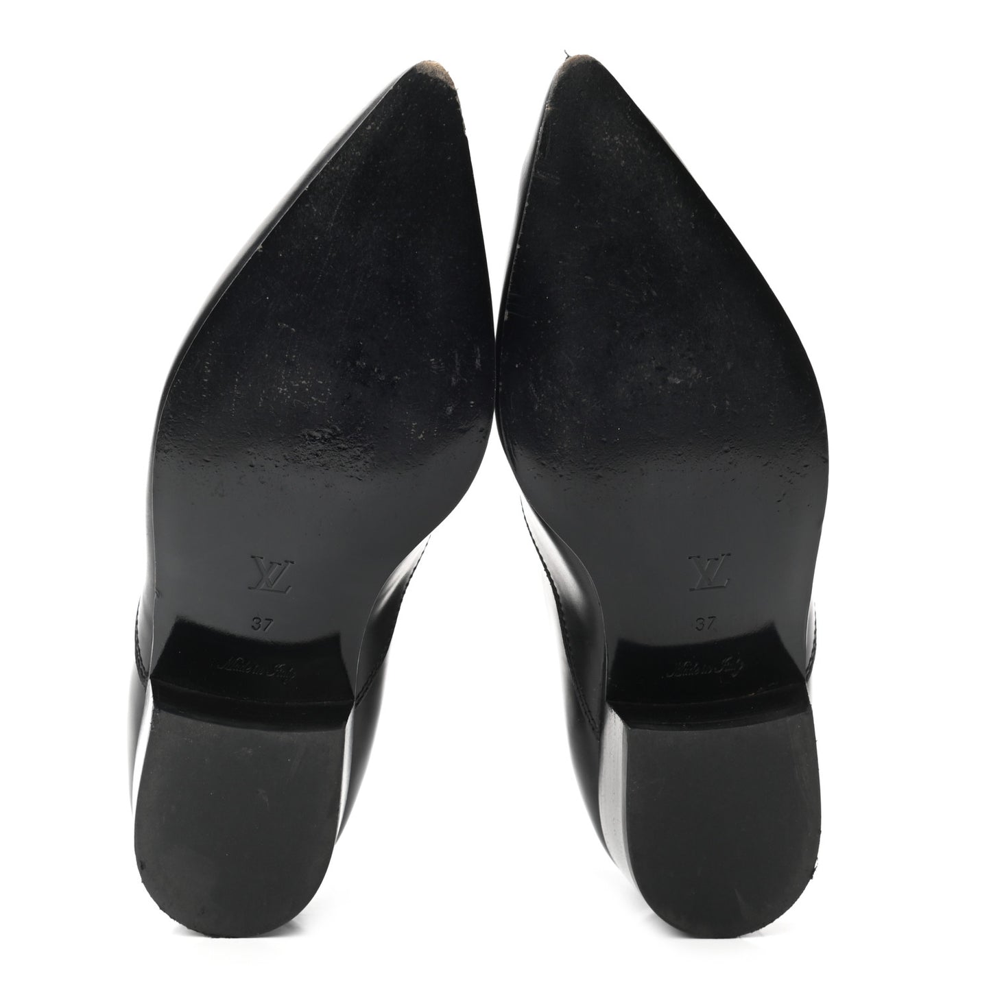 Calfskin Pointed Flat Boots 37 Black