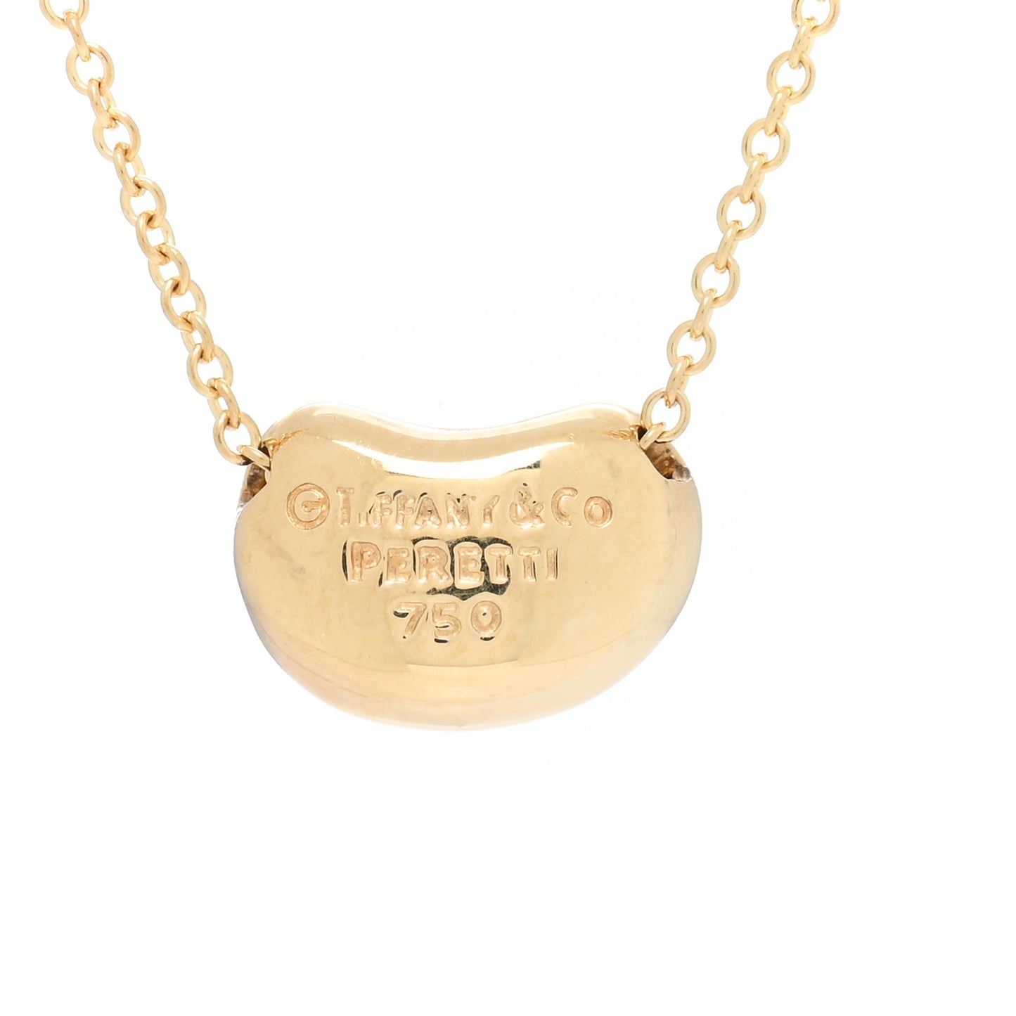 18K Yellow Gold 11mm Elsa Peretti Bean Pendant Necklace